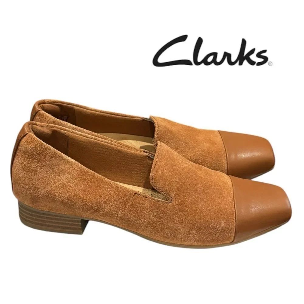 Clarks Tilmont Step Dark Tan Suede Slip-on Women's Flats Loafers 7